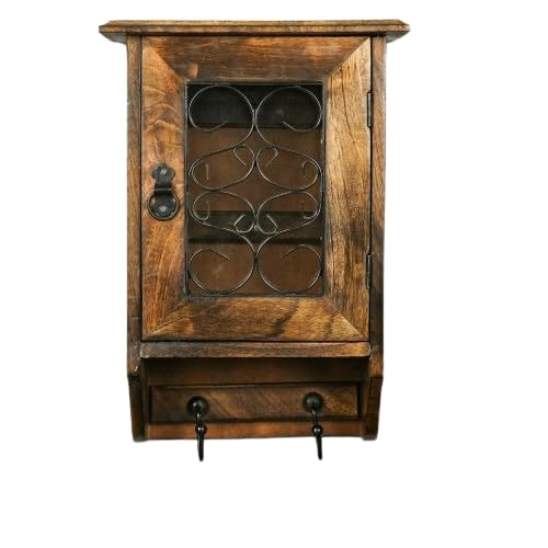 indiancraftsbykanika Mango Wooden Wall Hanging Decorative Key Box Cabinet for Home/Office